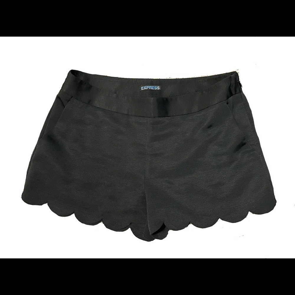 Black Scalloped Shorts